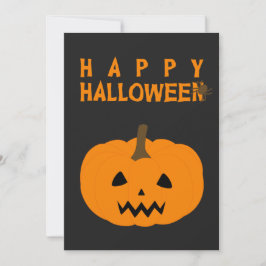 Happy Halloween Text und Kürbis auf Schwarz Karte