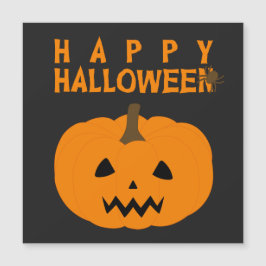 Happy Halloween Text und Kürbis auf Schwarz Magnetkarte