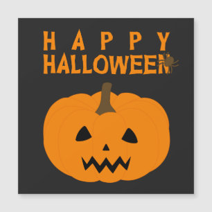 Happy Halloween Text und Kürbis auf Schwarz Magnetkarte