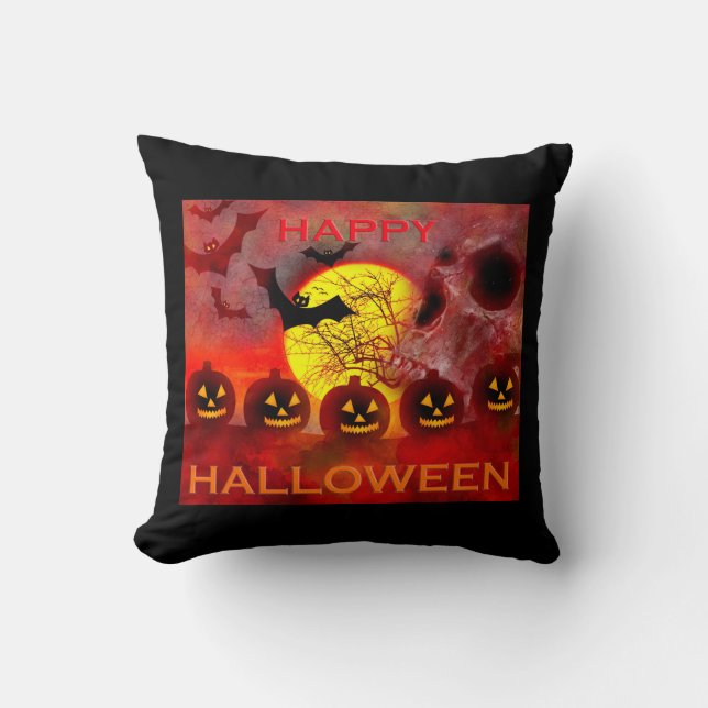 Happy Halloween Throw Kissen (Vorderseite)