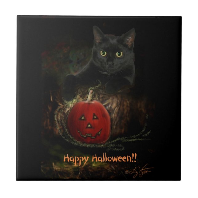 Happy Halloween Tile Fliese (Vorderseite)