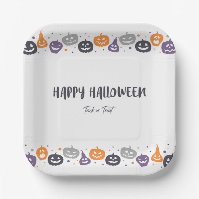Happy Halloween Trick oder Leckerbissen Pappteller (Vorderseite)