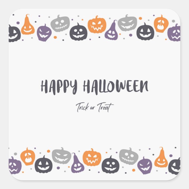 Happy Halloween Trick oder Leckerbissen Quadratischer Aufkleber (Vorderseite)