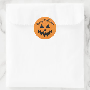 Happy Halloween Trick oder Treat Orange Pumpkin Fa Runder Aufkleber