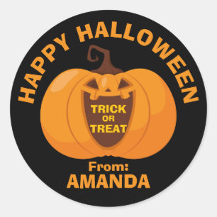 Happy Halloween Trick oder Treat Spooky Pumpkin Fa Runder Aufkleber