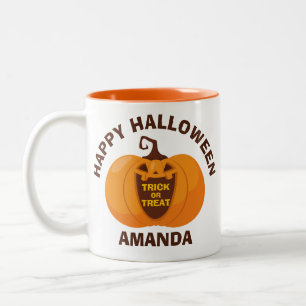 Happy Halloween Trick oder Treat Spooky Pumpkin Fa Zweifarbige Tasse