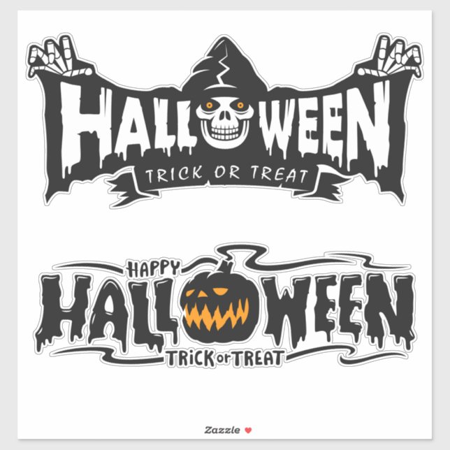 Happy Halloween Typografie Aufkleber (Blatt)
