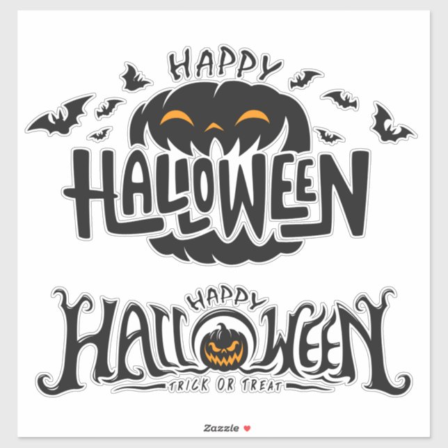 Happy Halloween Typografie Aufkleber (Blatt)