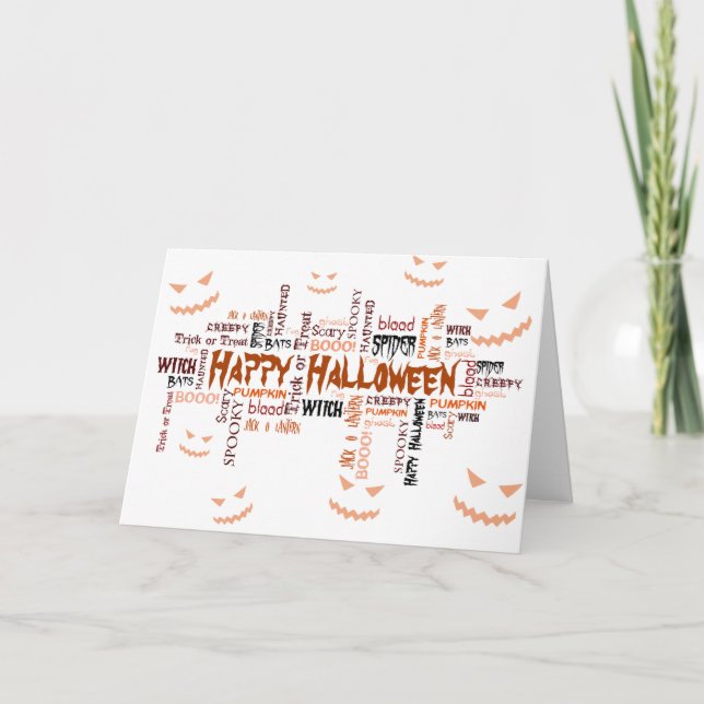 Happy Halloween Typografie Karte (Vorderseite)