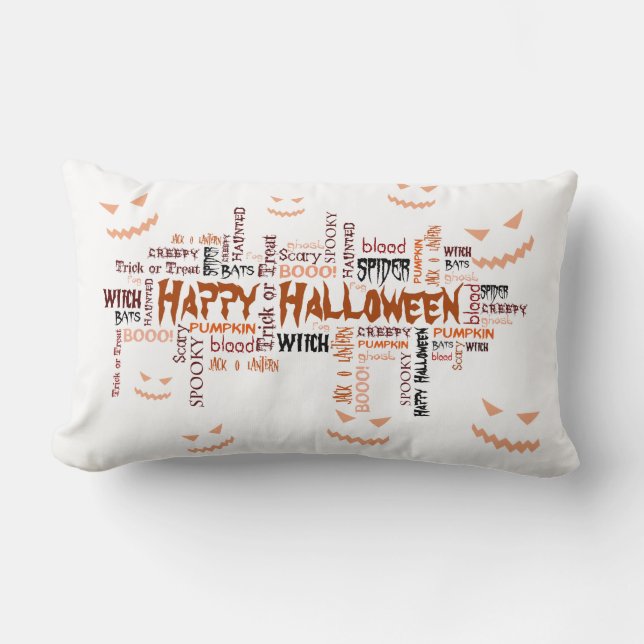 Happy Halloween Typografie Lendenkissen (Vorderseite)