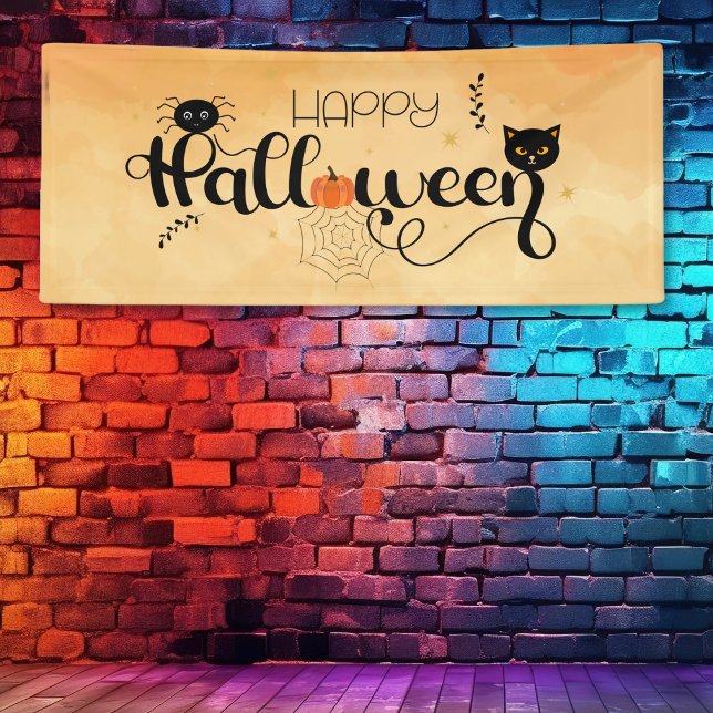 Happy Halloween Typografie Orange Party Banner (Von Creator hochgeladen)