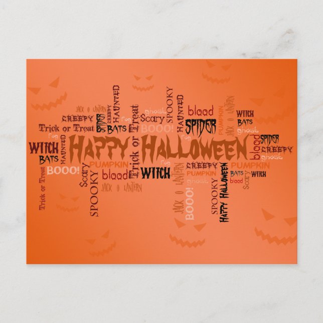 Happy Halloween Typografie Postkarte (Vorderseite)