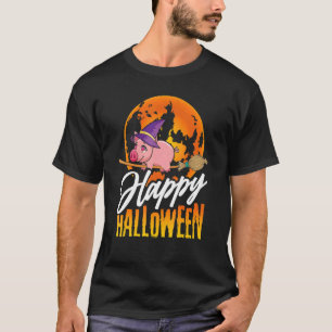 Happy Halloween u2013 Hexenpig Flying Broom Hallo T-Shirt