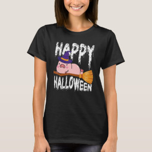 Happy Halloween u2013 Hexenpig Flying Broom Hallo T-Shirt