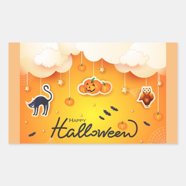 Happy Halloween über den Wolken Rechteckiger Aufkleber (Vorderseite)