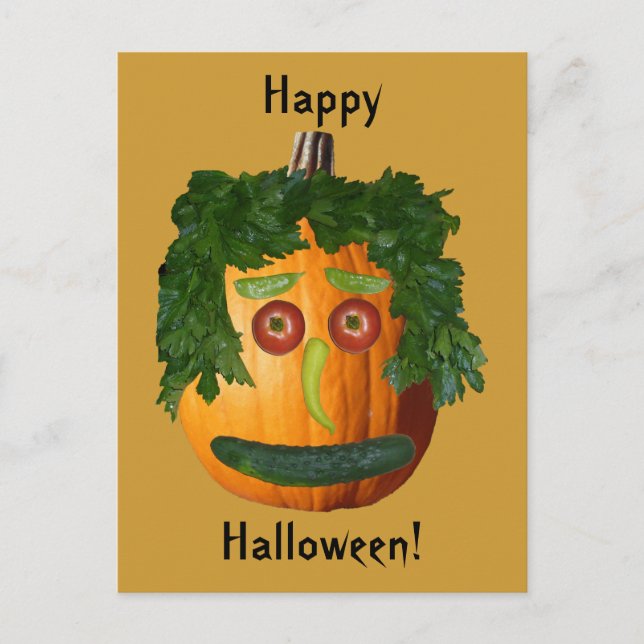 Happy Halloween - Uncut Pumpkin Face Postkarte (Vorderseite)