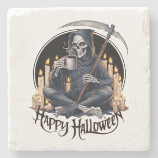 Happy Halloween und ein Skelett Steinuntersetzer