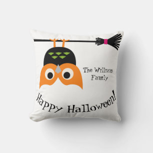 Happy Halloween Upside Down Owl mit Broom Kissen