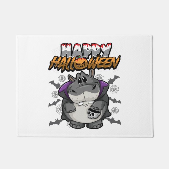 Happy Halloween verkleideter Hippopotamus Fußmatte (Vorderseite)