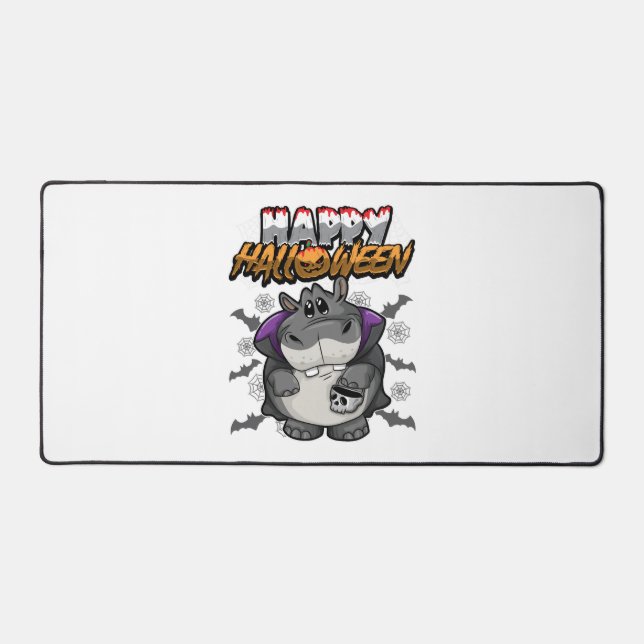 Happy Halloween verkleideter Hippopotamus Schreibtischunterlage (Vorderseite)