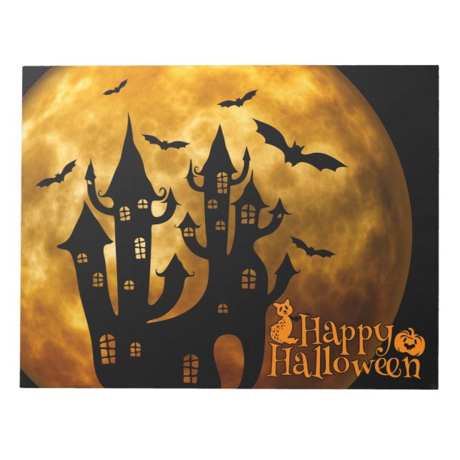 Happy Halloween (Vollmond) Notizblock (Vorderseite)