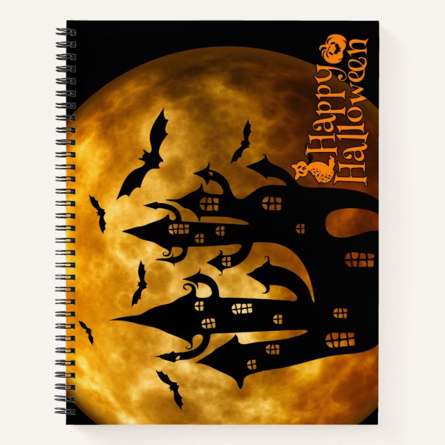 Happy Halloween (Vollmond) Notizbuch (Vorderseite)