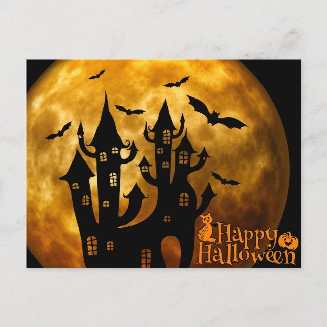 Happy Halloween (Vollmond) Postkarte (Vorderseite)