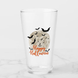 Happy Halloween - Vollmond und Fledermäuse Glas