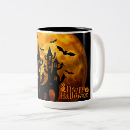 Happy Halloween (Vollmond) Zweifarbige Tasse