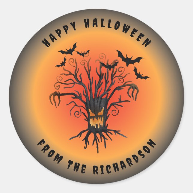 Happy Halloween von deinem Individuelle Name Runder Aufkleber (Vorderseite)