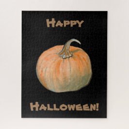 Happy Halloween Watercolor Pumpkin