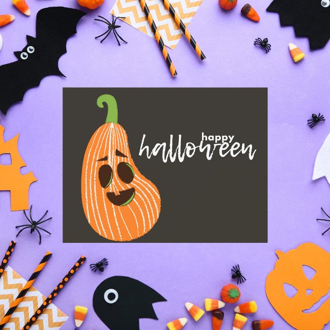 Happy Halloween Whimsical Pumpkin Postkarte (Von Creator hochgeladen)