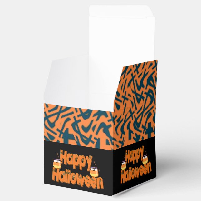 Happy Halloween Whimsical Text Cube Fevor Box Geschenkschachtel (Geöffnet)