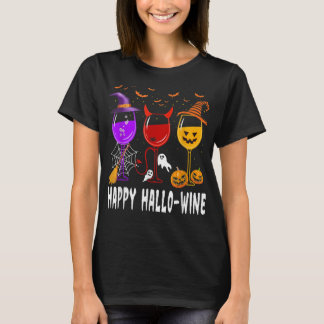 Happy Halloween Wine Glassed Hexenkürbis-Kostüm T-Shirt