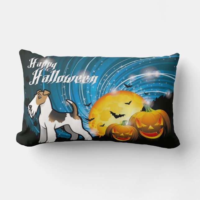 Happy Halloween Wire Fox Terrier Lendenkissen (Vorderseite)