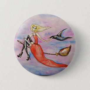 Happy Halloween Witch Button