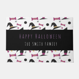 Happy Halloween Witch Candy Pattern Name Doormat Fußmatte