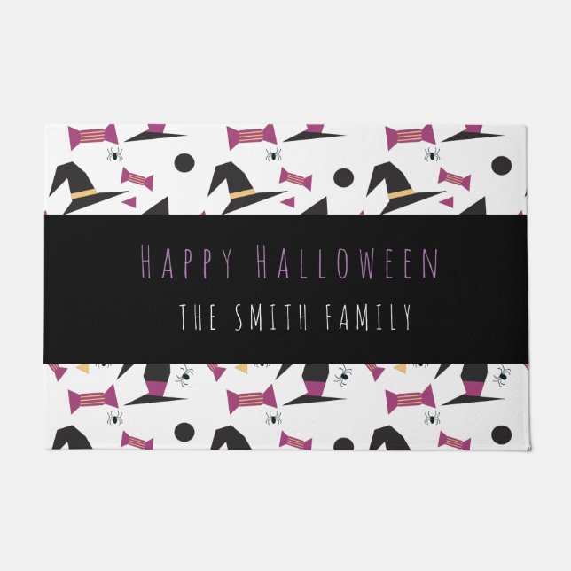 Happy Halloween Witch Candy Pattern Name Doormat Fußmatte (Vorderseite)