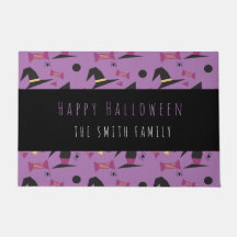 Happy Halloween Witch Candy Pattern Name Doormat