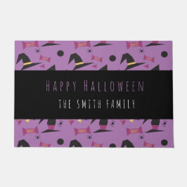 Happy Halloween Witch Candy Pattern Name Doormat Fußmatte