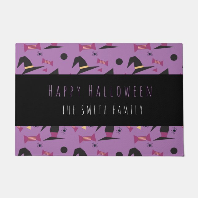 Happy Halloween Witch Candy Pattern Name Doormat Fußmatte (Vorderseite)