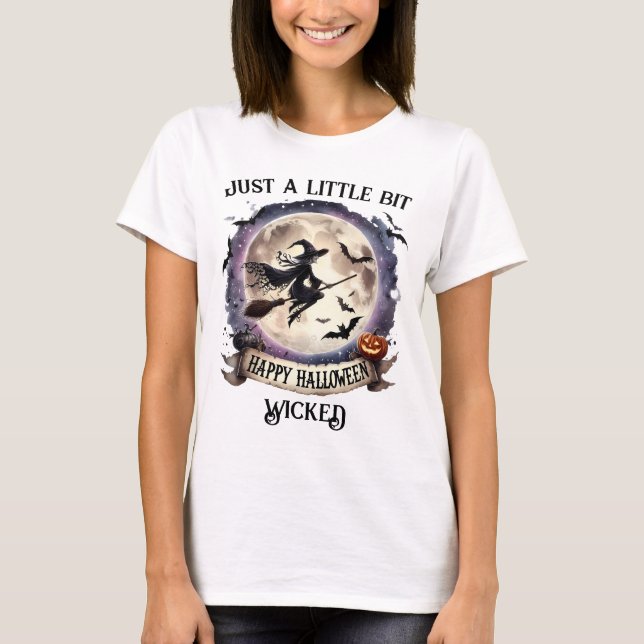 Happy Halloween Witch Flying Broom T-Shirt (Vorderseite)