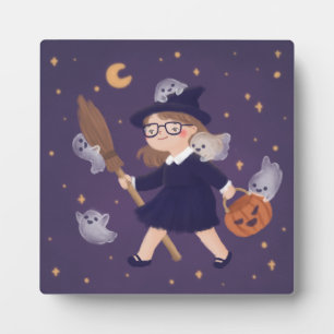 Happy Halloween Witch & Ghosts Fotoplatte