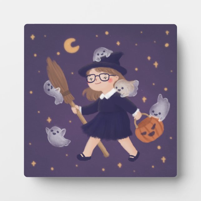 Happy Halloween Witch & Ghosts Fotoplatte (Vorderseite)