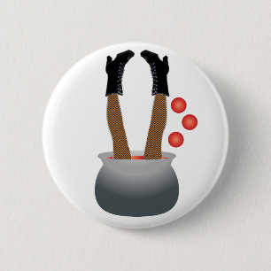 Happy Halloween Witch Leg Button