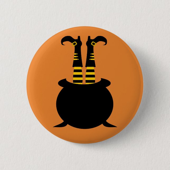 Happy Halloween Witch Leg Button (Vorderseite)