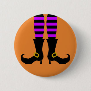 Happy Halloween Witch Leg Button