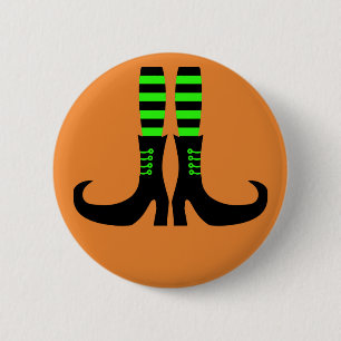 Happy Halloween Witch Leg Button