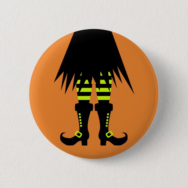 Happy Halloween Witch Leg Button (Vorderseite)