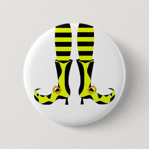 Happy Halloween Witch Leg Button